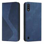 For Samsung Galaxy A01 Skin Feel Magnetic S-type Solid Color Horizontal Flip Leather Case with Holder & Card Slot & Wallet(Blue)