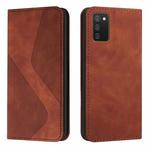 For Samsung Galaxy A02s US Version Skin Feel Magnetic S-type Solid Color Horizontal Flip Leather Case with Holder & Card Slot & Wallet(Brown)
