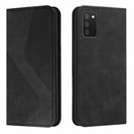 For Samsung Galaxy A02s US Version Skin Feel Magnetic S-type Solid Color Horizontal Flip Leather Case with Holder & Card Slot & Wallet(Black)