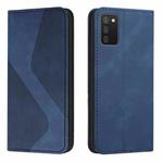 For Samsung Galaxy A02s EU Version Skin Feel Magnetic S-type Solid Color Horizontal Flip Leather Case with Holder & Card Slot & Wallet(Blue)