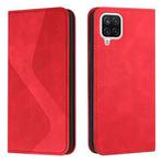 For Samsung Galaxy A12 / M12 Skin Feel Magnetic S-type Solid Color Horizontal Flip Leather Case with Holder & Card Slot & Wallet(Red)