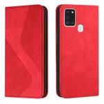 For Samsung Galaxy A21s Skin Feel Magnetic S-type Solid Color Horizontal Flip Leather Case with Holder & Card Slot & Wallet(Red)