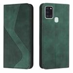 For Samsung Galaxy A21s Skin Feel Magnetic S-type Solid Color Horizontal Flip Leather Case with Holder & Card Slot & Wallet(Green)