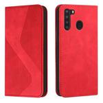 For Samsung Galaxy A21 US Version Skin Feel Magnetic S-type Solid Color Horizontal Flip Leather Case with Holder & Card Slot & Wallet(Red)