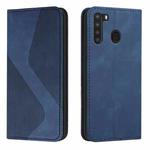 For Samsung Galaxy A21 US Version Skin Feel Magnetic S-type Solid Color Horizontal Flip Leather Case with Holder & Card Slot & Wallet(Blue)