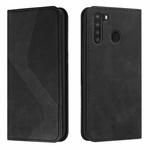 For Samsung Galaxy A21 US Version Skin Feel Magnetic S-type Solid Color Horizontal Flip Leather Case with Holder & Card Slot & Wallet(Black)