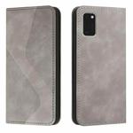 For Samsung Galaxy A41 Skin Feel Magnetic S-type Solid Color Horizontal Flip Leather Case with Holder & Card Slot & Wallet(Grey)