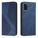 For Samsung Galaxy A41 Skin Feel Magnetic S-type Solid Color Horizontal Flip Leather Case with Holder & Card Slot & Wallet(Blue)