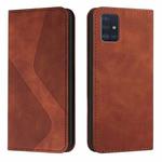 For Samsung Galaxy A51 4G Skin Feel Magnetic S-type Solid Color Horizontal Flip Leather Case with Holder & Card Slot & Wallet(Brown)