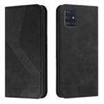 For Samsung Galaxy A51 5G Skin Feel Magnetic S-type Solid Color Horizontal Flip Leather Case with Holder & Card Slot & Wallet(Black)