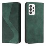 For Samsung Galaxy A52 5G / 4G Skin Feel Magnetic S-type Solid Color Horizontal Flip Leather Case with Holder & Card Slot & Wallet(Green)