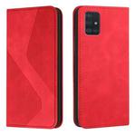 For Samsung Galaxy A71 5G Skin Feel Magnetic S-type Solid Color Horizontal Flip Leather Case with Holder & Card Slot & Wallet(Red)