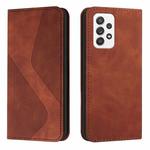 For Samsung Galaxy A72 5G / 4G Skin Feel Magnetic S-type Solid Color Horizontal Flip Leather Case with Holder & Card Slot & Wallet(Brown)