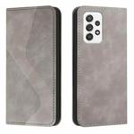 For Samsung Galaxy A72 5G / 4G Skin Feel Magnetic S-type Solid Color Horizontal Flip Leather Case with Holder & Card Slot & Wallet(Grey)