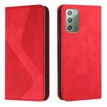 For Samsung Galaxy Note20 Skin Feel Magnetic S-type Solid Color Horizontal Flip Leather Case with Holder & Card Slot & Wallet(Red)