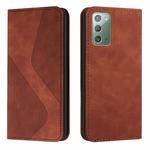 For Samsung Galaxy Note20 Skin Feel Magnetic S-type Solid Color Horizontal Flip Leather Case with Holder & Card Slot & Wallet(Brown)