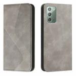 For Samsung Galaxy Note20 Skin Feel Magnetic S-type Solid Color Horizontal Flip Leather Case with Holder & Card Slot & Wallet(Grey)