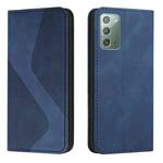 For Samsung Galaxy Note20 Skin Feel Magnetic S-type Solid Color Horizontal Flip Leather Case with Holder & Card Slot & Wallet(Blue)