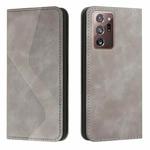 For Samsung Galaxy Note20 Ultra Skin Feel Magnetic S-type Solid Color Horizontal Flip Leather Case with Holder & Card Slot & Wallet(Grey)