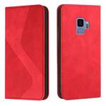 For Samsung Galaxy S9 Skin Feel Magnetic S-type Solid Color Horizontal Flip Leather Case with Holder & Card Slot & Wallet(Red)