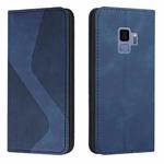 For Samsung Galaxy S9 Skin Feel Magnetic S-type Solid Color Horizontal Flip Leather Case with Holder & Card Slot & Wallet(Blue)