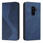 For Samsung Galaxy S9+ Skin Feel Magnetic S-type Solid Color Horizontal Flip Leather Case with Holder & Card Slot & Wallet(Blue)