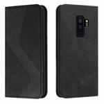 For Samsung Galaxy S9+ Skin Feel Magnetic S-type Solid Color Horizontal Flip Leather Case with Holder & Card Slot & Wallet(Black)