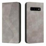 For Samsung Galaxy S10 Skin Feel Magnetic S-type Solid Color Horizontal Flip Leather Case with Holder & Card Slot & Wallet(Grey)