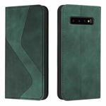 For Samsung Galaxy S10 Skin Feel Magnetic S-type Solid Color Horizontal Flip Leather Case with Holder & Card Slot & Wallet(Green)