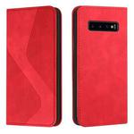 For Samsung Galaxy S10+ Skin Feel Magnetic S-type Solid Color Horizontal Flip Leather Case with Holder & Card Slot & Wallet(Red)