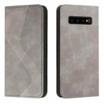 For Samsung Galaxy S10+ Skin Feel Magnetic S-type Solid Color Horizontal Flip Leather Case with Holder & Card Slot & Wallet(Grey)