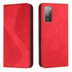 For Samsung Galaxy S20 FE Skin Feel Magnetic S-type Solid Color Horizontal Flip Leather Case with Holder & Card Slot & Wallet(Red)