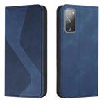 For Samsung Galaxy S20 FE Skin Feel Magnetic S-type Solid Color Horizontal Flip Leather Case with Holder & Card Slot & Wallet(Blue)