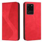 For Samsung Galaxy S20 Ultra Skin Feel Magnetic S-type Solid Color Horizontal Flip Leather Case with Holder & Card Slot & Wallet(Red)