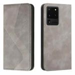 For Samsung Galaxy S20 Ultra Skin Feel Magnetic S-type Solid Color Horizontal Flip Leather Case with Holder & Card Slot & Wallet(Grey)