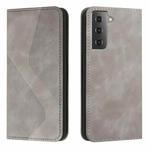 For Samsung Galaxy S21 5G Skin Feel Magnetic S-type Solid Color Horizontal Flip Leather Case with Holder & Card Slot & Wallet(Grey)