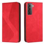 For Samsung Galaxy S21+ 5G Skin Feel Magnetic S-type Solid Color Horizontal Flip Leather Case with Holder & Card Slot & Wallet(Red)