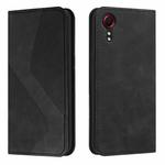 For Samsung Galaxy Xcover 5 Skin Feel Magnetic S-type Solid Color Horizontal Flip Leather Case with Holder & Card Slot & Wallet(Black)