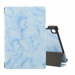 For Samsung Galaxy Tab A7 Lite T220/T225 Marble Texture Pattern Horizontal Flip Leather Case, with Three-folding Holder & Sleep / Wake-up(Blue)