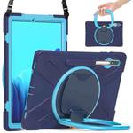 For Samsung Galaxy Tab S8+ / Tab S8 Plus /  Tab S7 FE / Tab S7+ T970/T975 Silicone + PC Protective Case with Holder & Shoulder Strap(NavyBlue+Blue)