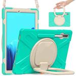 For Samsung Galaxy Tab S8+ / Tab S8 Plus /  Tab S7 FE / Tab S7+ T970/T975 Silicone + PC Protective Case with Holder & Shoulder Strap(Mint Green)