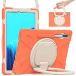 For Samsung Galaxy Tab S8+ / Tab S8 Plus /  Tab S7 FE / Tab S7+ T970/T975 Silicone + PC Protective Case with Holder & Shoulder Strap(Living Coral)