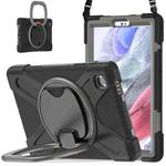For Samsung Galaxy Tab A7 Lite T220 / T225 Silicone + PC Protective Case with Holder & Shoulder Strap(Black+Gray)