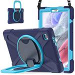 For Samsung Galaxy Tab A7 Lite T220 / T225 Silicone + PC Protective Case with Holder & Shoulder Strap(Navy Blue + Blue)