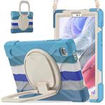 For Samsung Galaxy Tab A7 Lite T220 / T225 Silicone + PC Protective Case with Holder & Shoulder Strap(Colorful Blue)