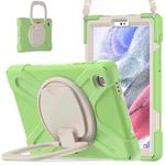 For Samsung Galaxy Tab A7 Lite T220 / T225 Silicone + PC Protective Case with Holder & Shoulder Strap(Matcha Green)