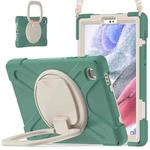 For Samsung Galaxy Tab A7 Lite T220 / T225 Silicone + PC Protective Case with Holder & Shoulder Strap(Emerald Green)