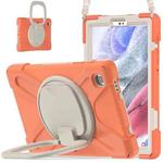 For Samsung Galaxy Tab A7 Lite T220 / T225 Silicone + PC Protective Case with Holder & Shoulder Strap(Coral Orange)