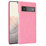 For Google Pixel 6 Pro Shockproof Crocodile Texture PC + PU Case(Pink)