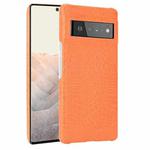 For Google Pixel 6 Pro Shockproof Crocodile Texture PC + PU Case(Orange)